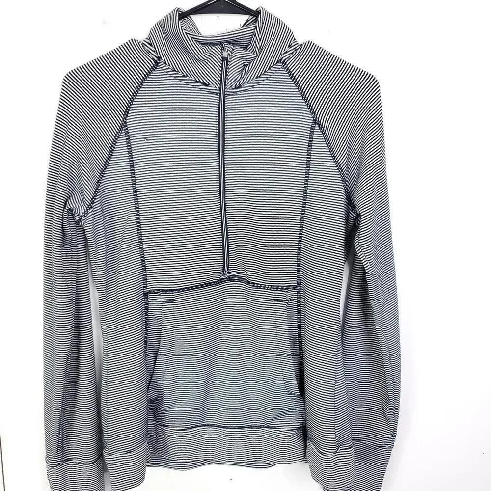 Athleta Jacket Womens S Half Zip Nautical Stiles Long Sleeve Thumb holes